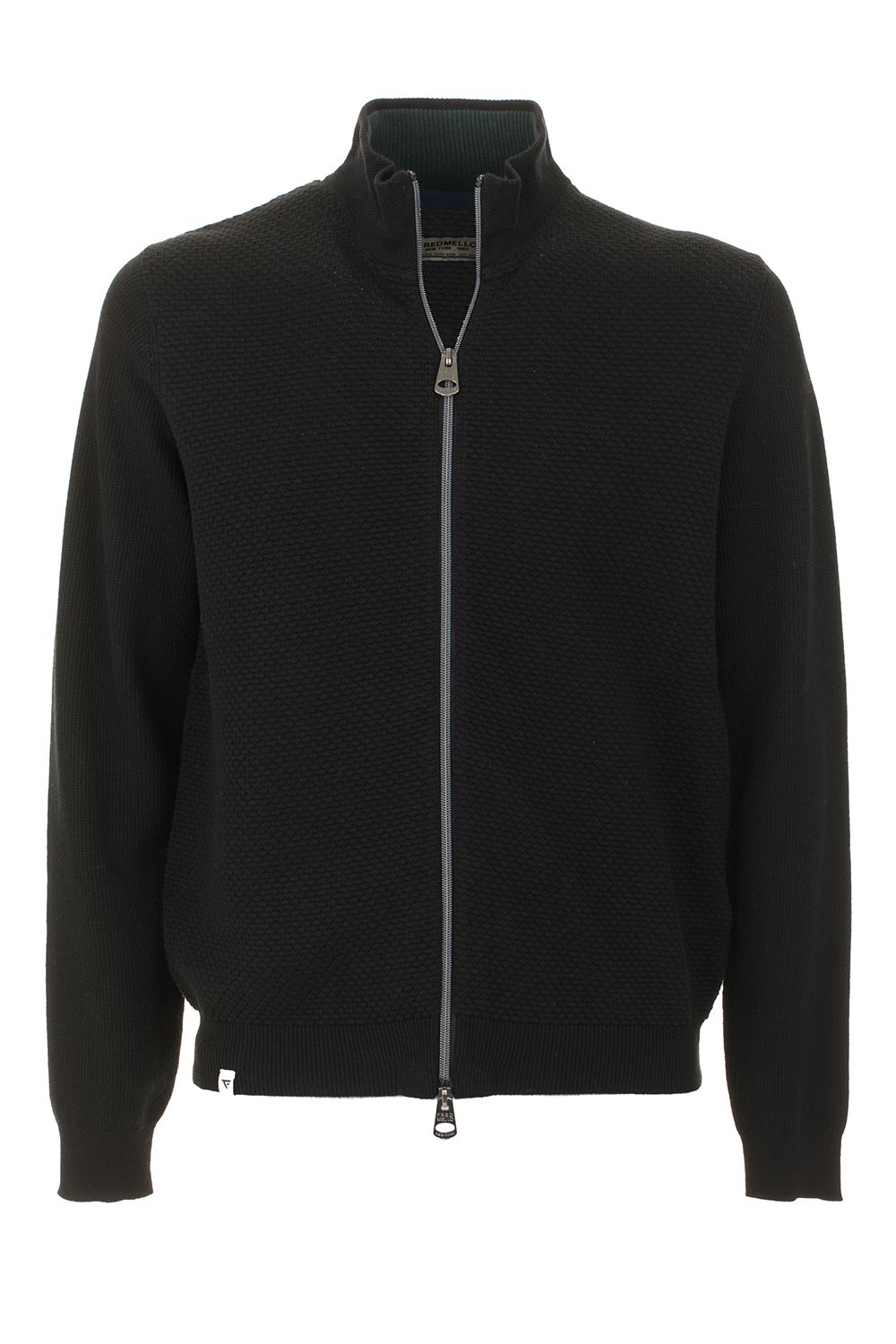 Sleek Black Zip-Up Cotton Blend Jacket