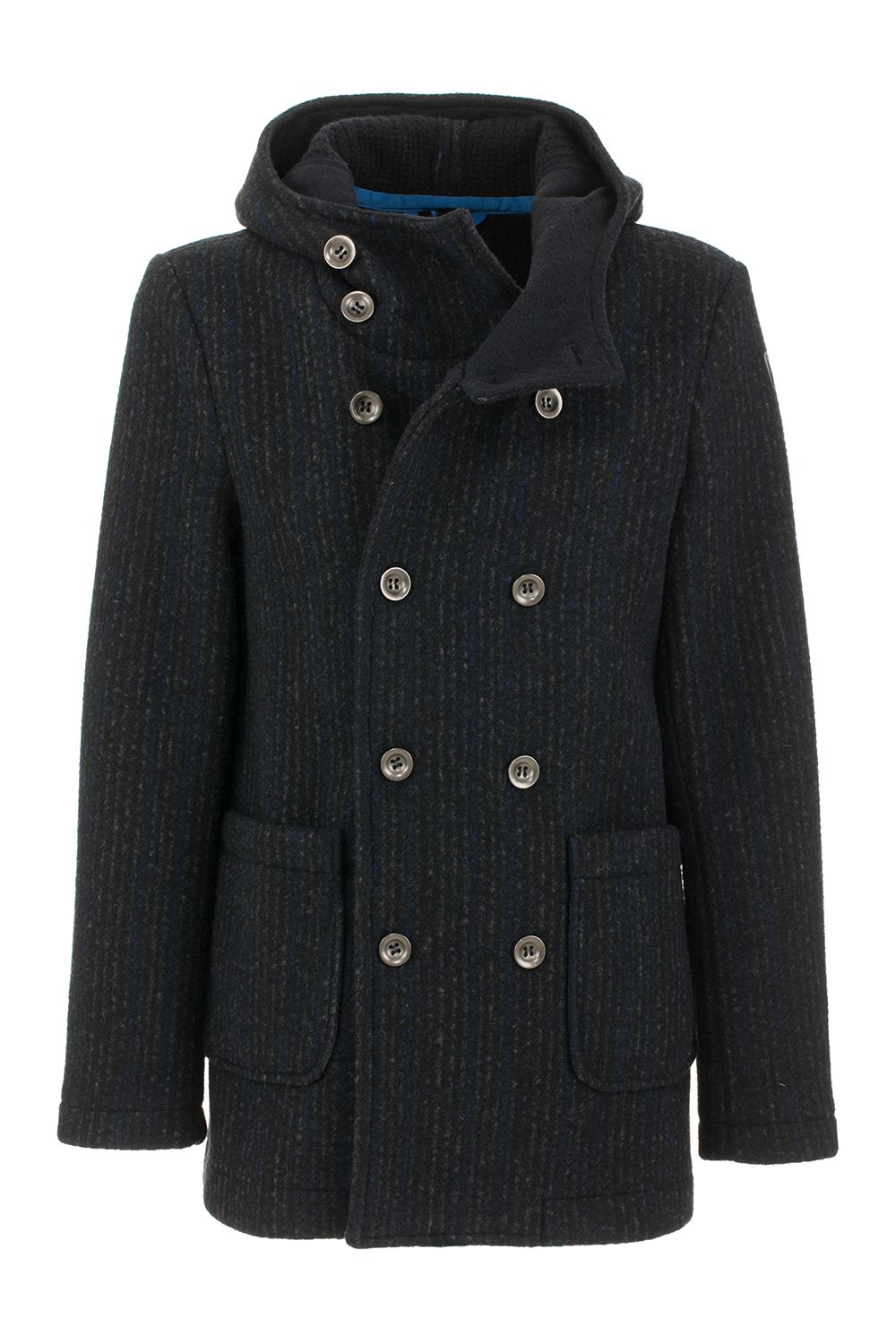 Sophisticated Blue Textured Coat for Men