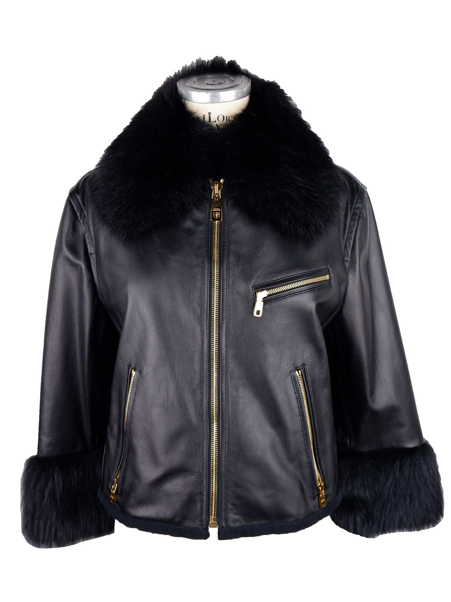 Elegant Lamb Leather Fur-Trim Jacket