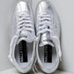 Silver Italian Luxury Sneakers - 100% Leather