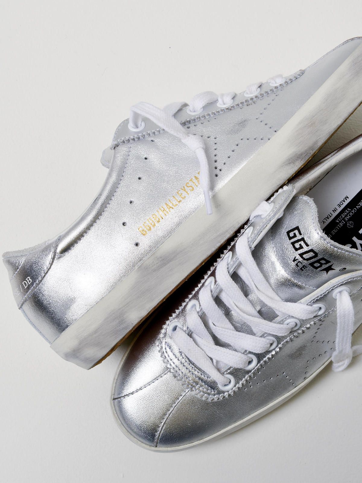 Silver Italian Luxury Sneakers - 100% Leather