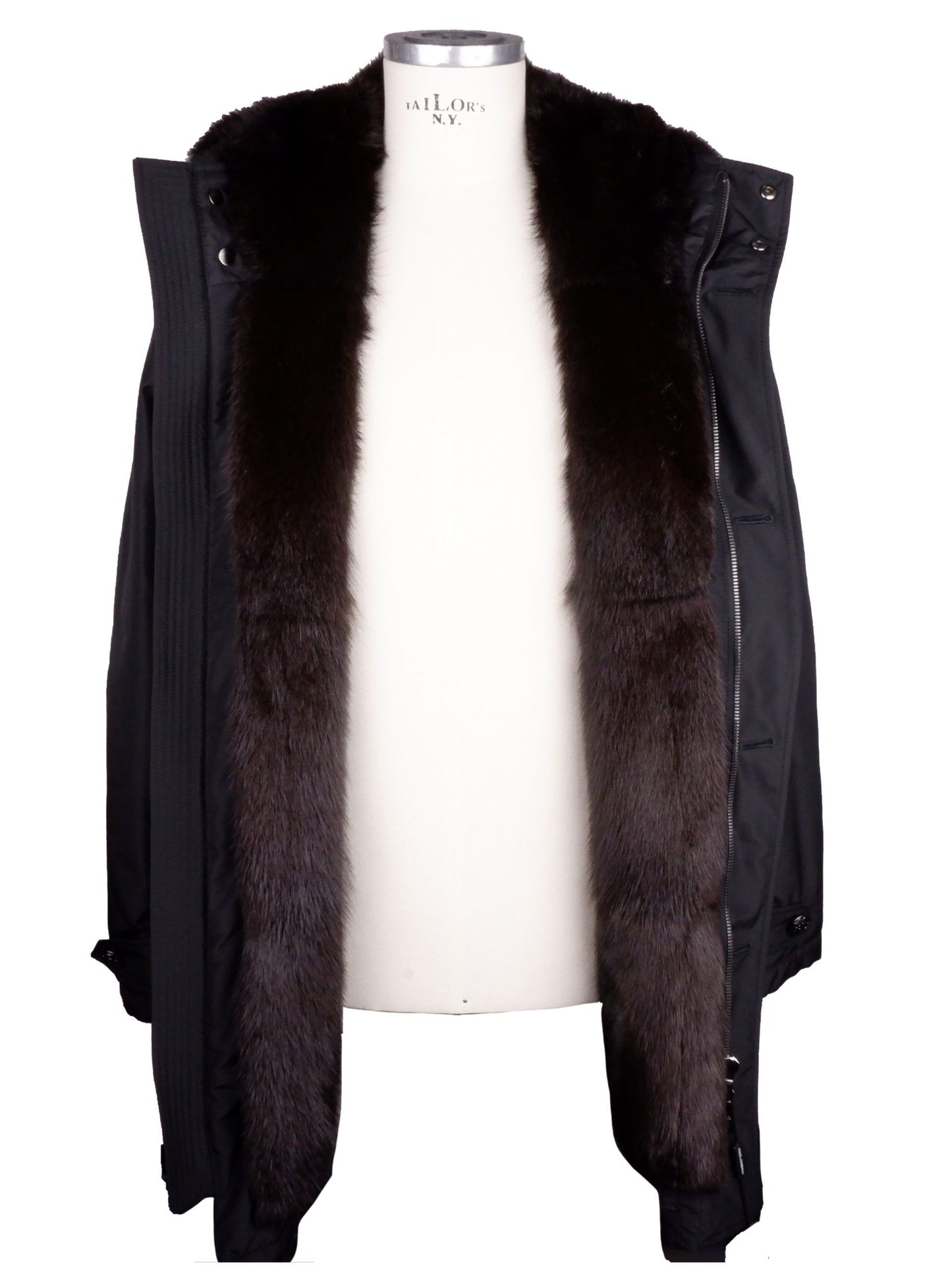 Elegance Redefined: Black Silk & Mink Fur Coat