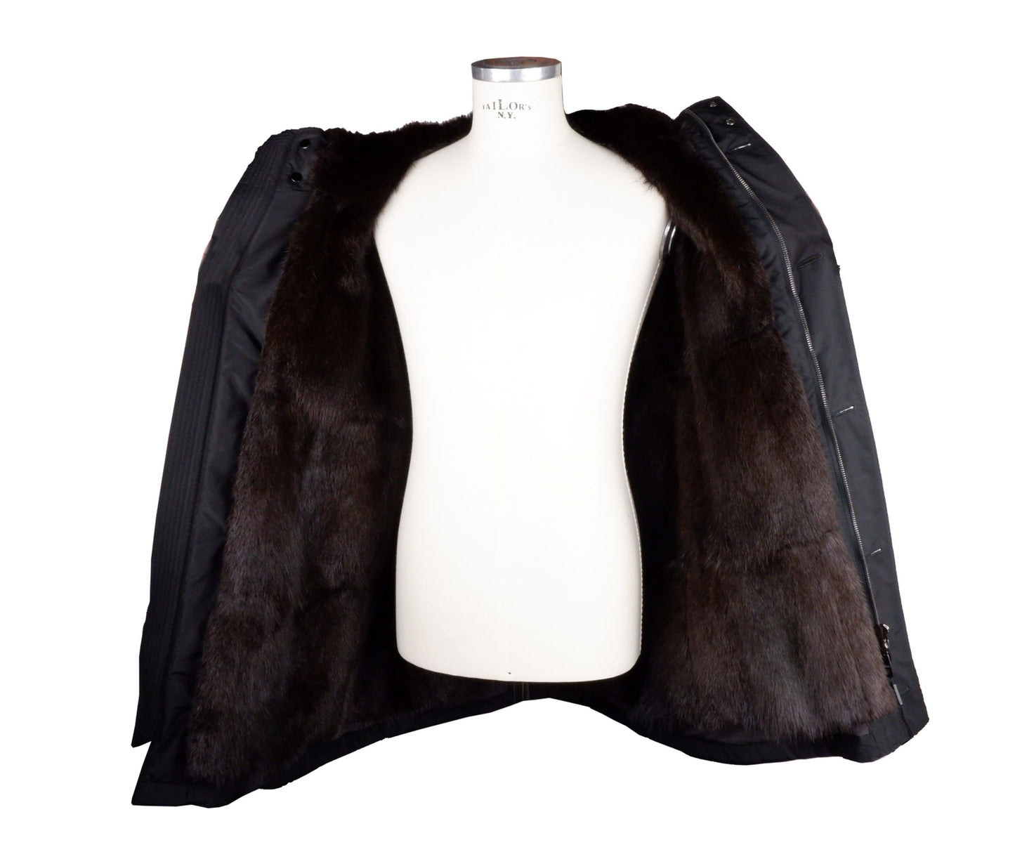 Elegance Redefined: Black Silk & Mink Fur Coat