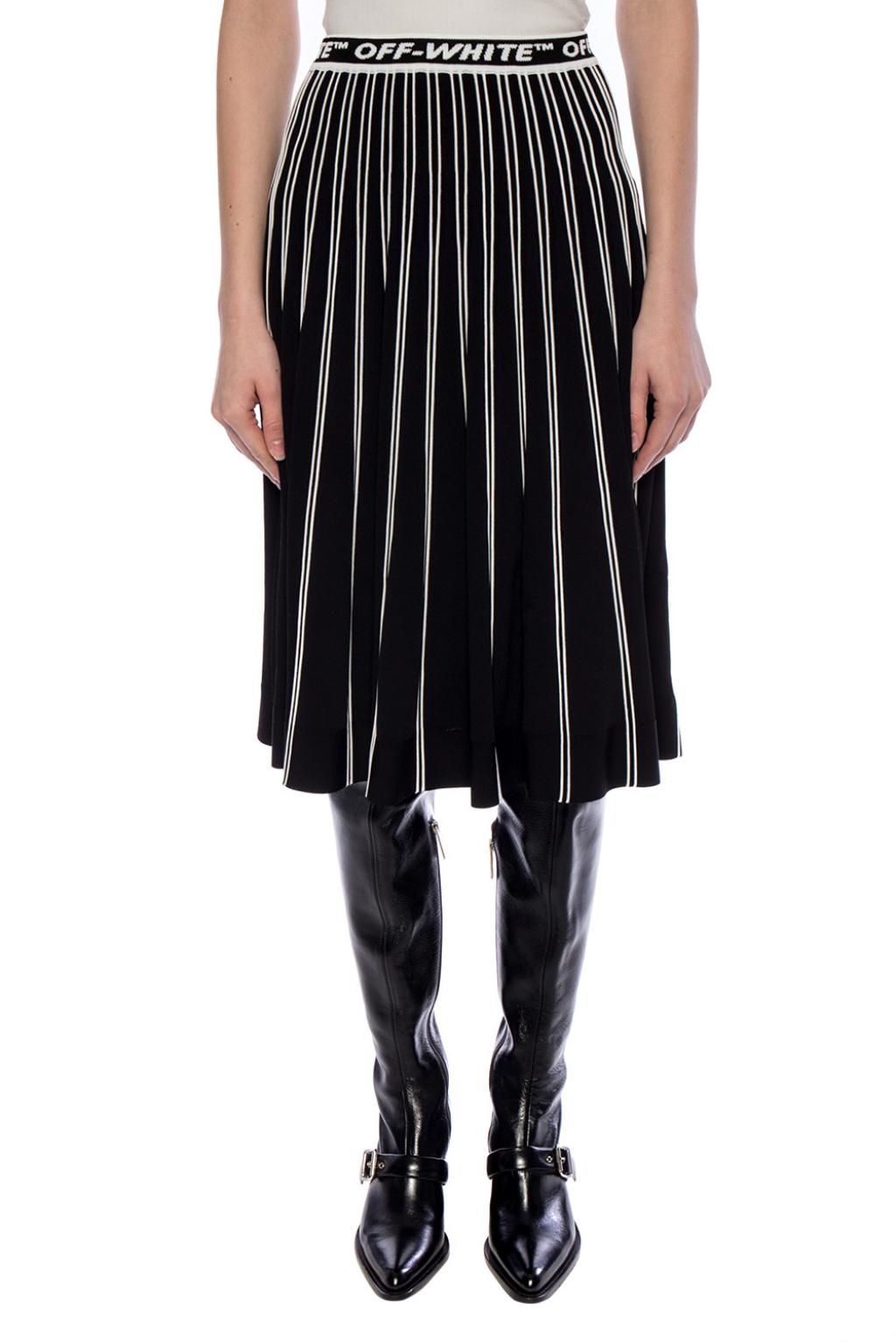 Chic Black Skirt with Embossed Stripes