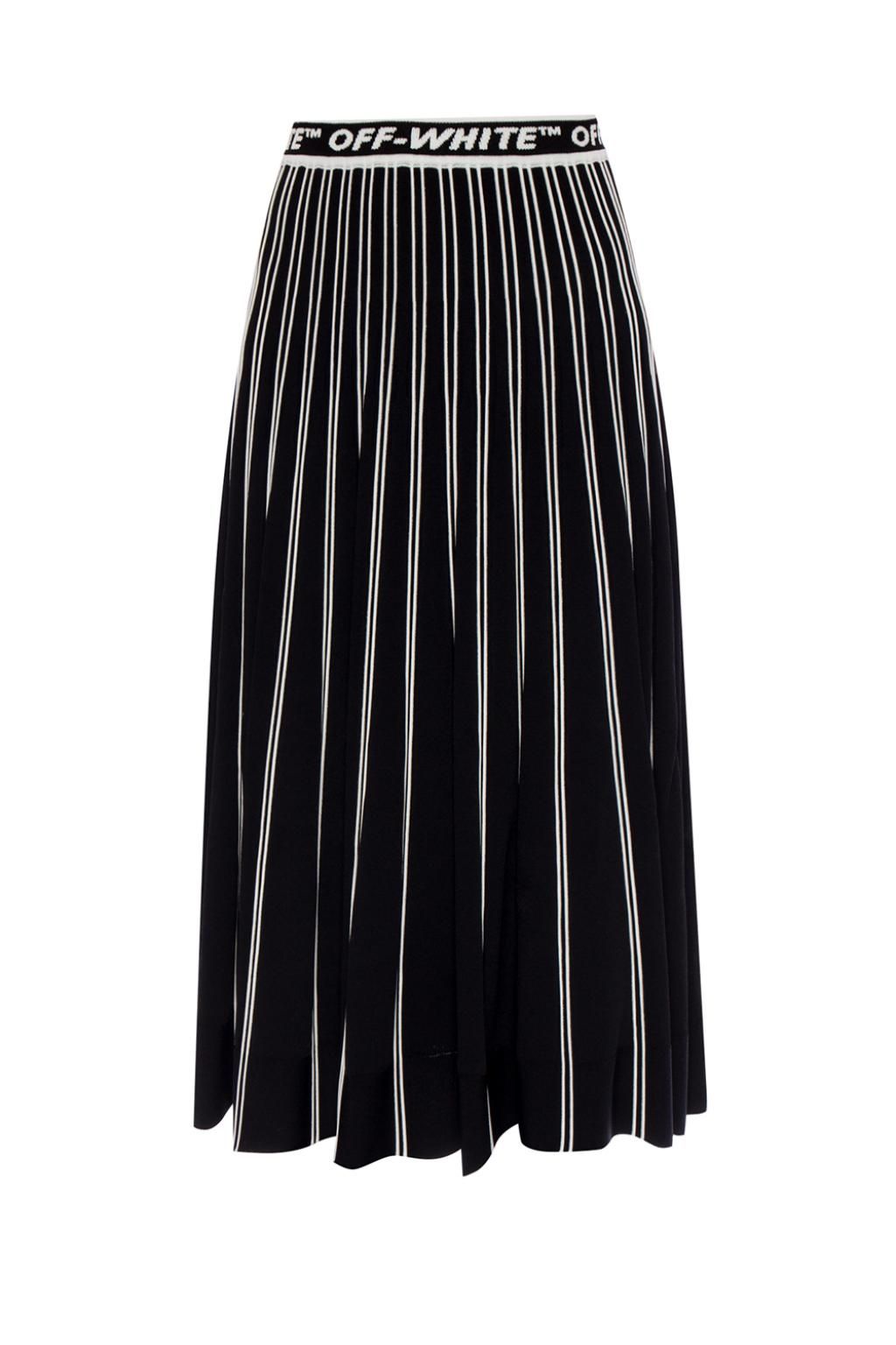 Chic Black Skirt with Embossed Stripes