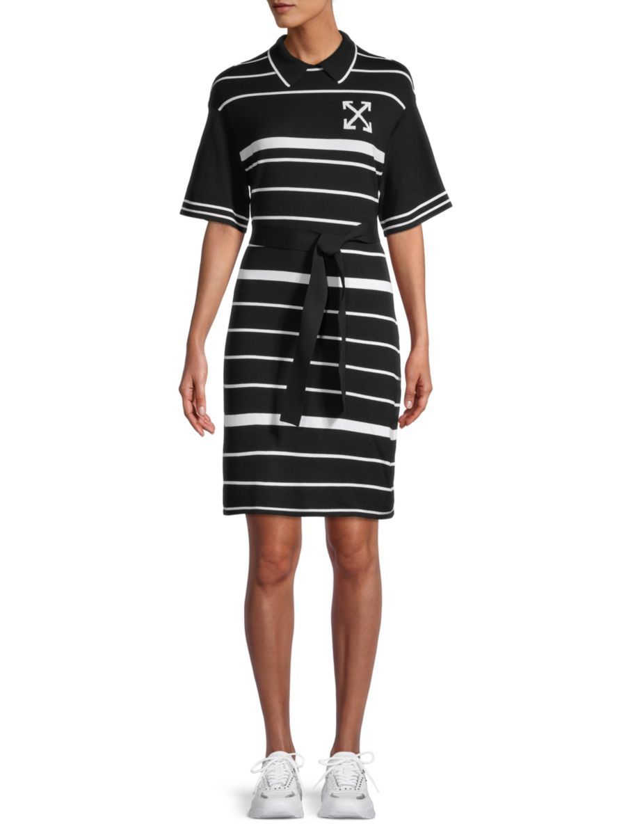 Chic Horizontal Striped Polo Dress