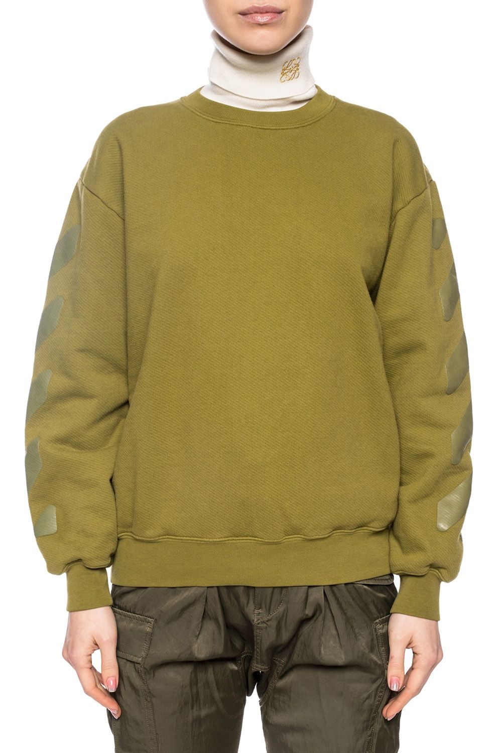 Embossed Crewneck Cotton Terry Sweatshirt