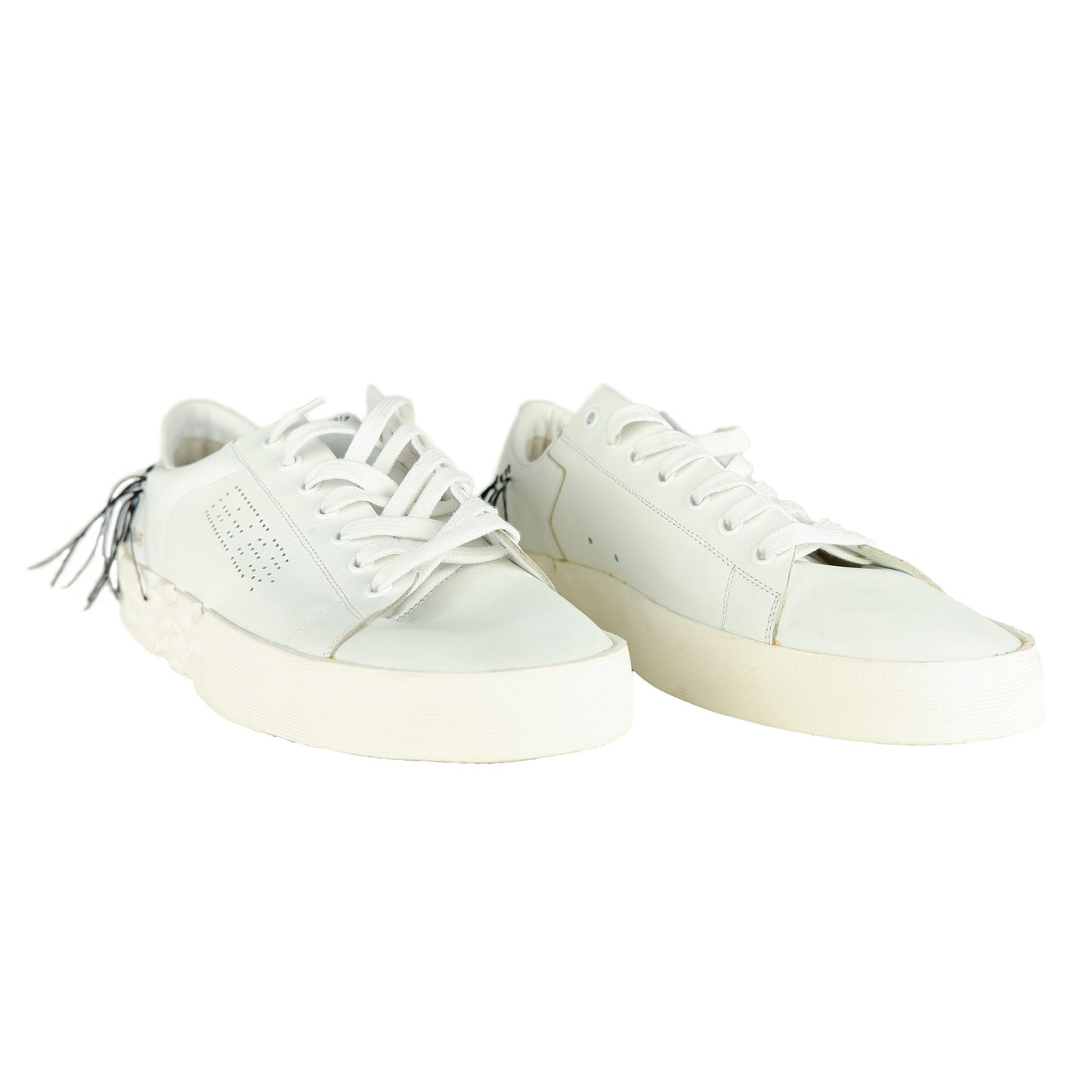 Elegant White Leather Sneakers with Decorative Accents