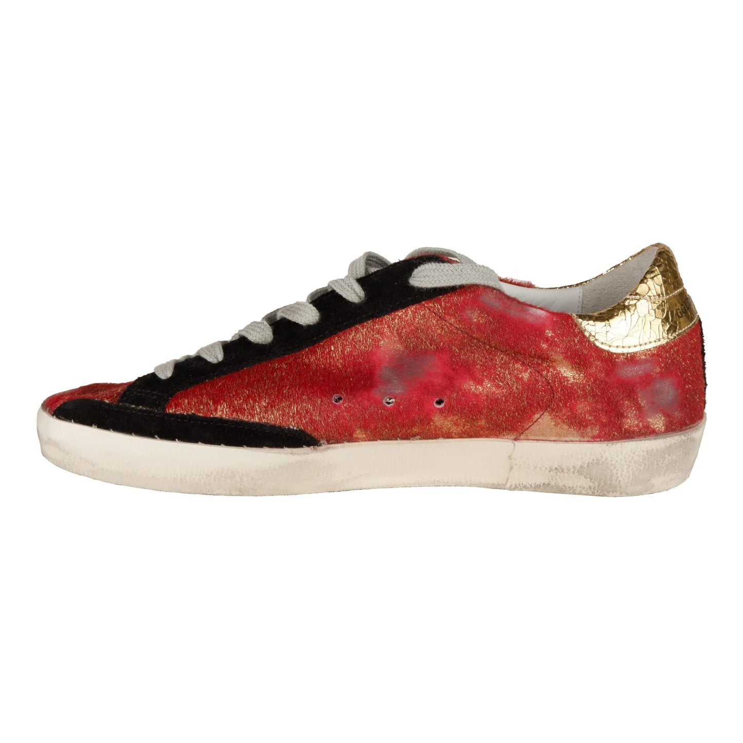 Chic Red Pony Hair Leather Sneakers