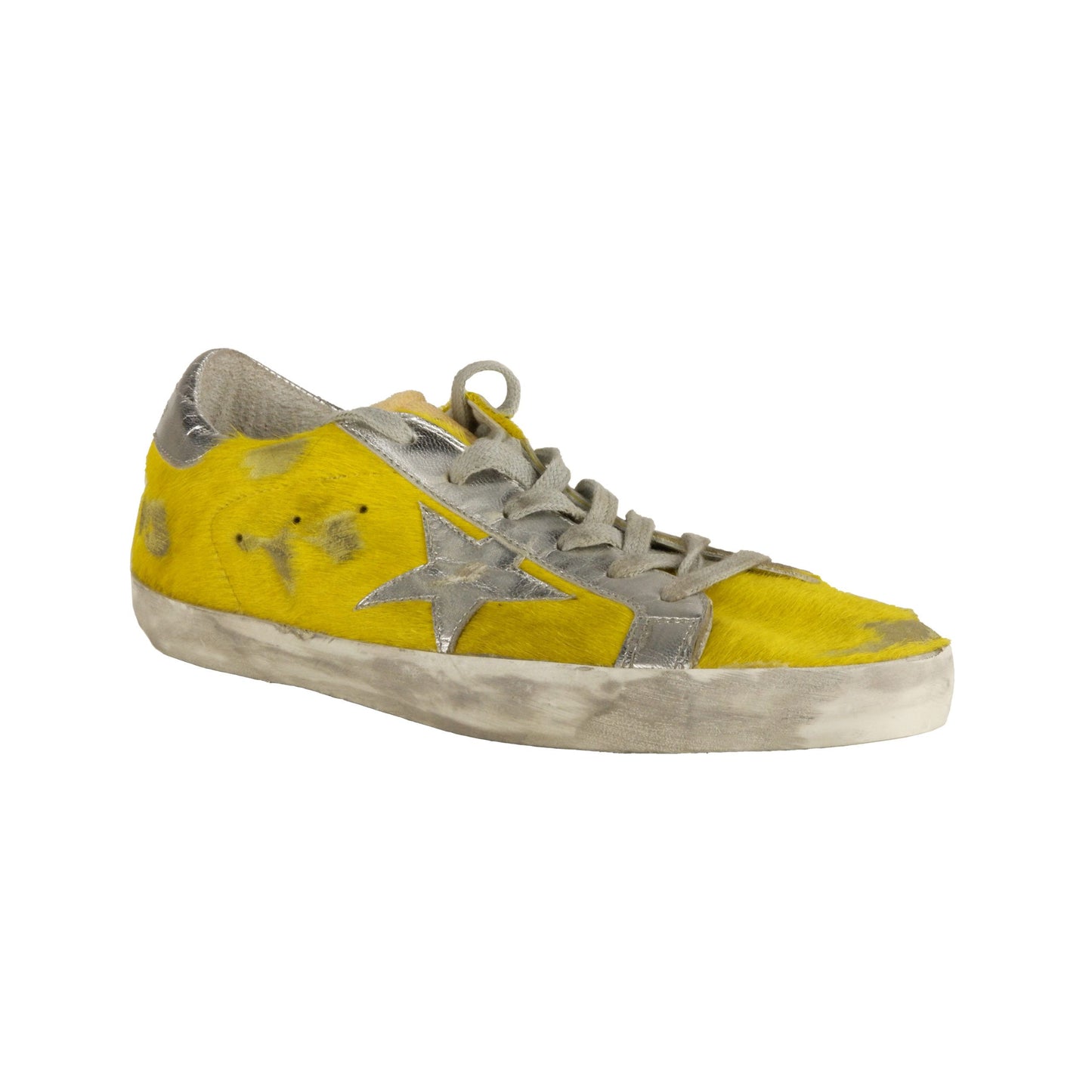 Radiant Yellow Pony Hair Leather Sneakers