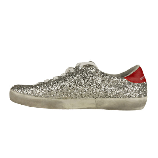 Glittering Silver Sneakers with Iconic Star Detail