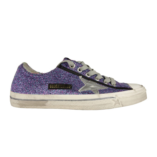 Glittering Purple Sneakers with Suede Detail