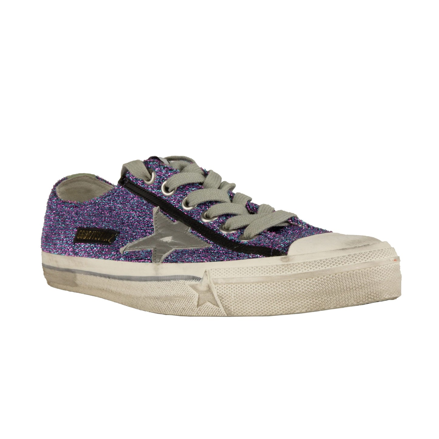 Glittering Purple Sneakers with Suede Detail