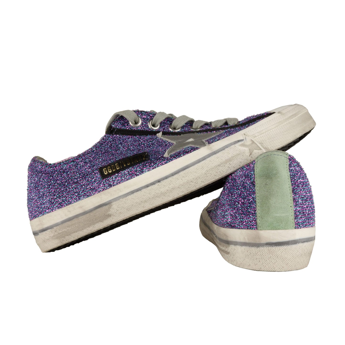 Glittering Purple Sneakers with Suede Detail