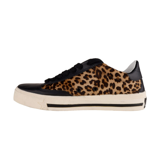 Exclusive Black Leather & Leopard Print Sneakers