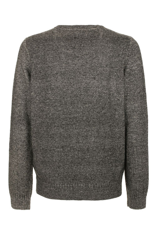 Elegant Gray Crewneck Cotton Blend Sweater