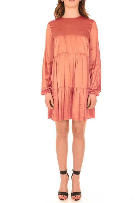 Elegant Pink Viscose Crewneck Dress