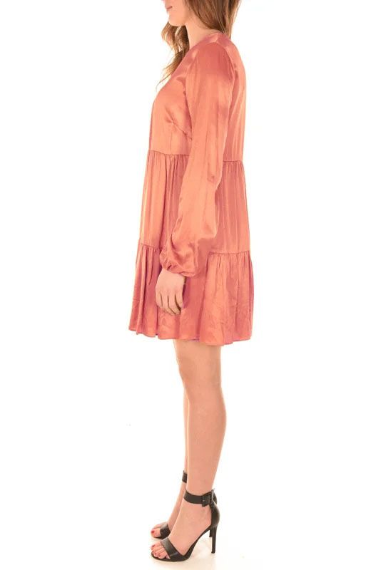 Elegant Pink Viscose Crewneck Dress