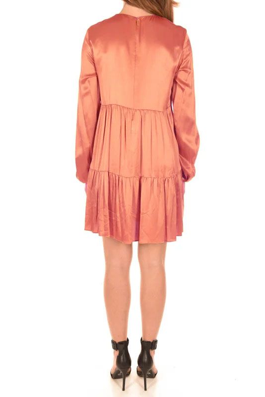 Elegant Pink Viscose Crewneck Dress