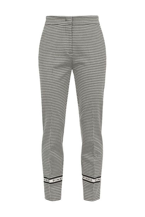 Houndstooth Motif Ankle-Logo Trousers