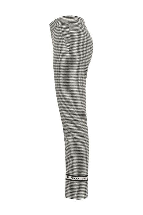 Houndstooth Motif Ankle-Logo Trousers