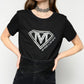 Chic Black Crewneck Tee with Rhinestone Details