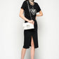 Chic Black Crewneck Tee with Rhinestone Details