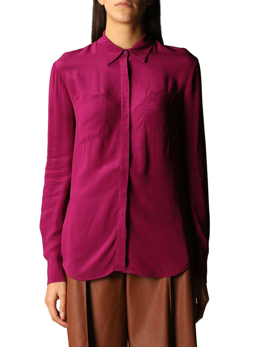 Fuchsia Viscose Long-Sleeved Shirt