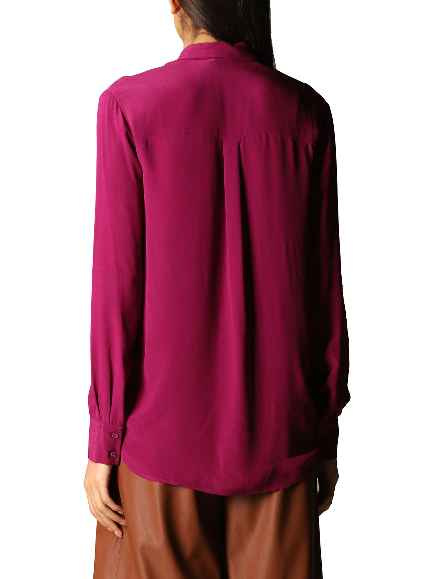 Fuchsia Viscose Long-Sleeved Shirt