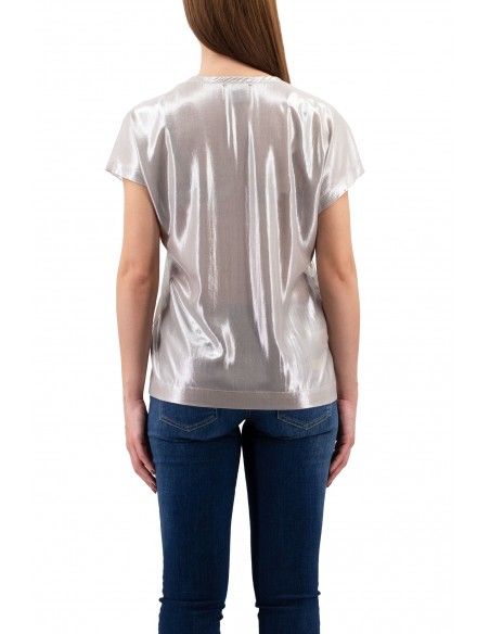 Chic Laminated Georgette Blouse in Gray