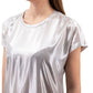 Chic Laminated Georgette Blouse in Gray