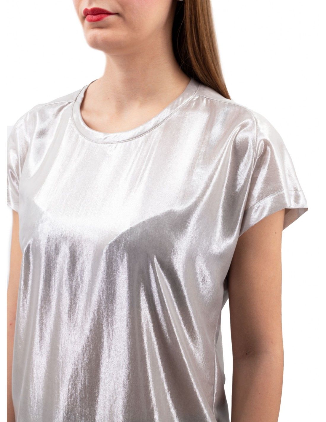 Chic Laminated Georgette Blouse in Gray