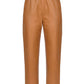 Chic High-Waisted Lambskin Trousers in Brown