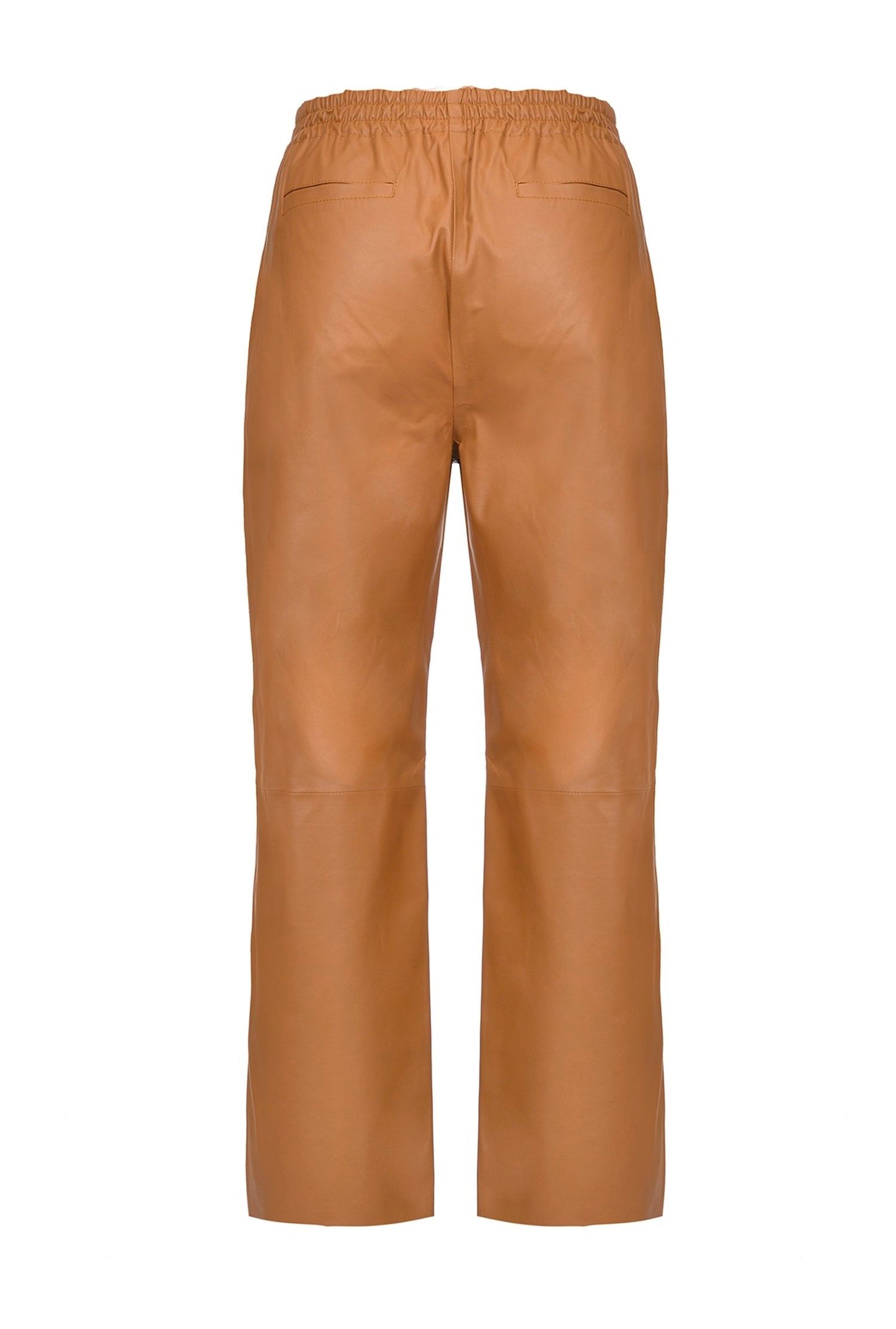 Chic High-Waisted Lambskin Trousers in Brown