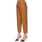 Chic High-Waisted Lambskin Trousers in Brown