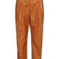 Chic Coated Faux Leather Pants with Logo Belt