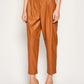 Chic Coated Faux Leather Pants with Logo Belt