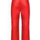 Chic High-Waisted Red Leather Trousers