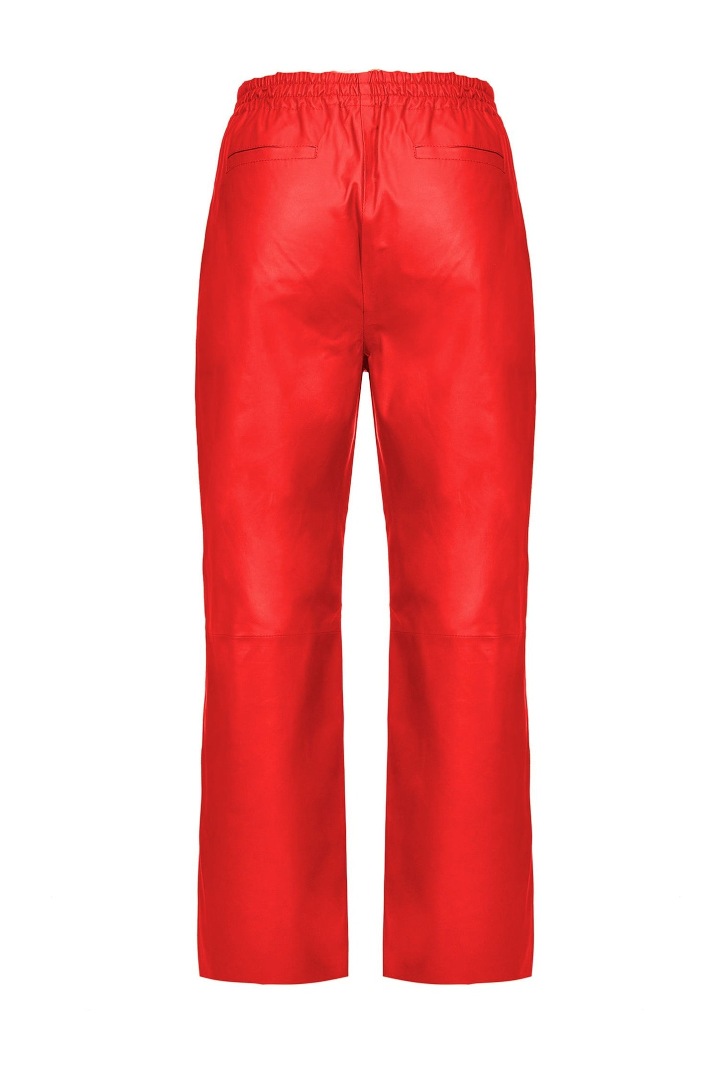 Chic High-Waisted Red Leather Trousers