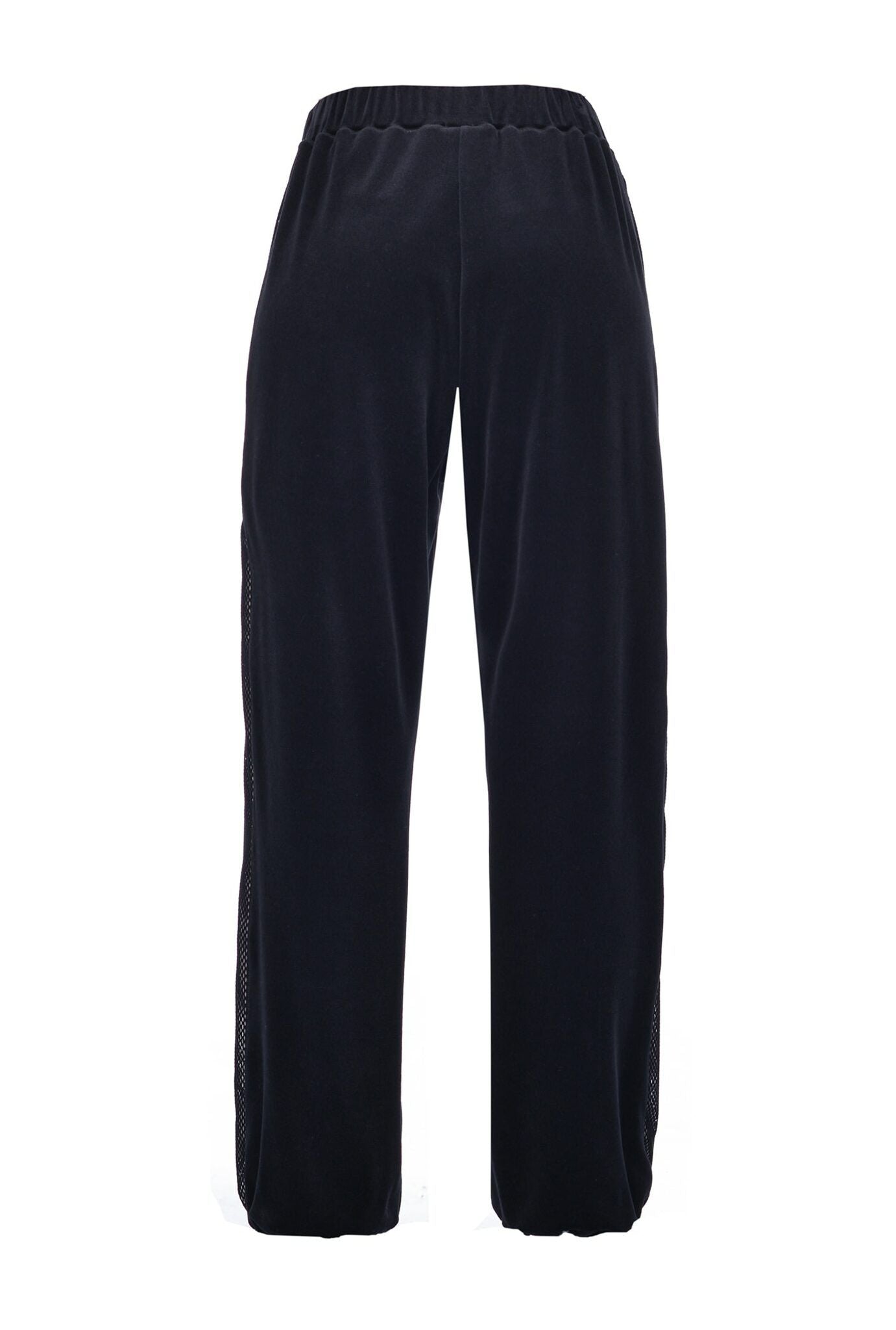 Chic Velvety Sports Trousers with Contrasting Mesh Band