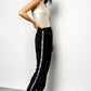 Chic Velvety Sports Trousers with Contrasting Mesh Band