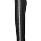 Chic Velvety Sports Trousers with Contrasting Mesh Band