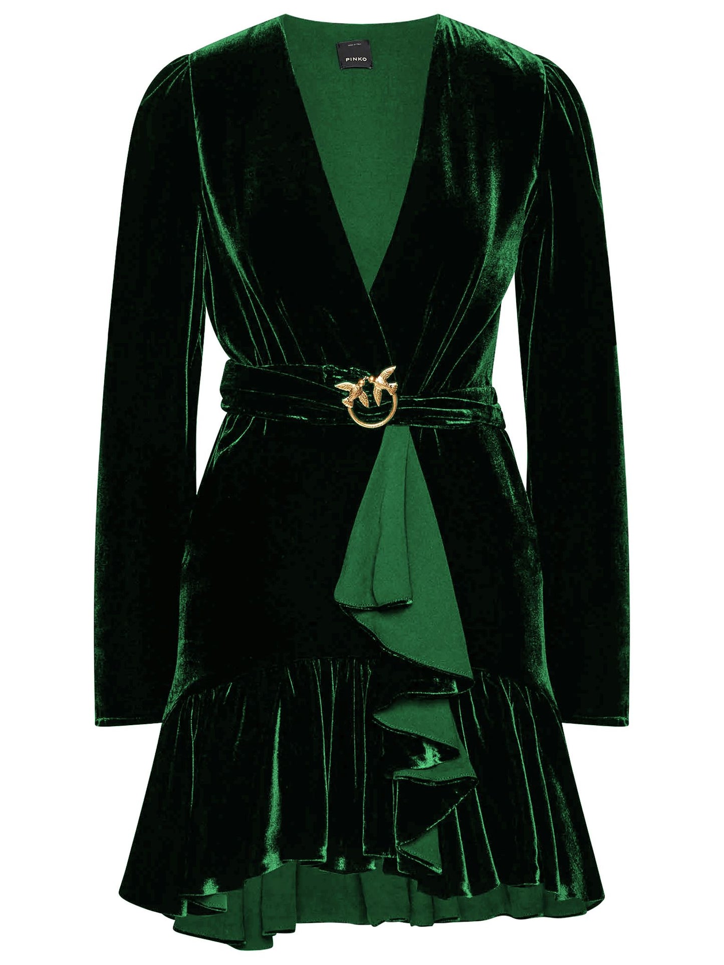 Elegant Green Velvet Cocktail Dress with V-Neck