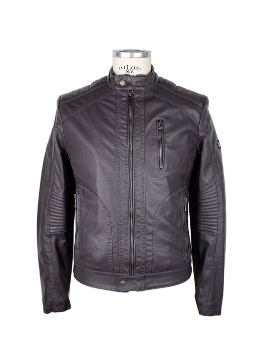 Sleek Dark Grey Eco-Leather Jacket