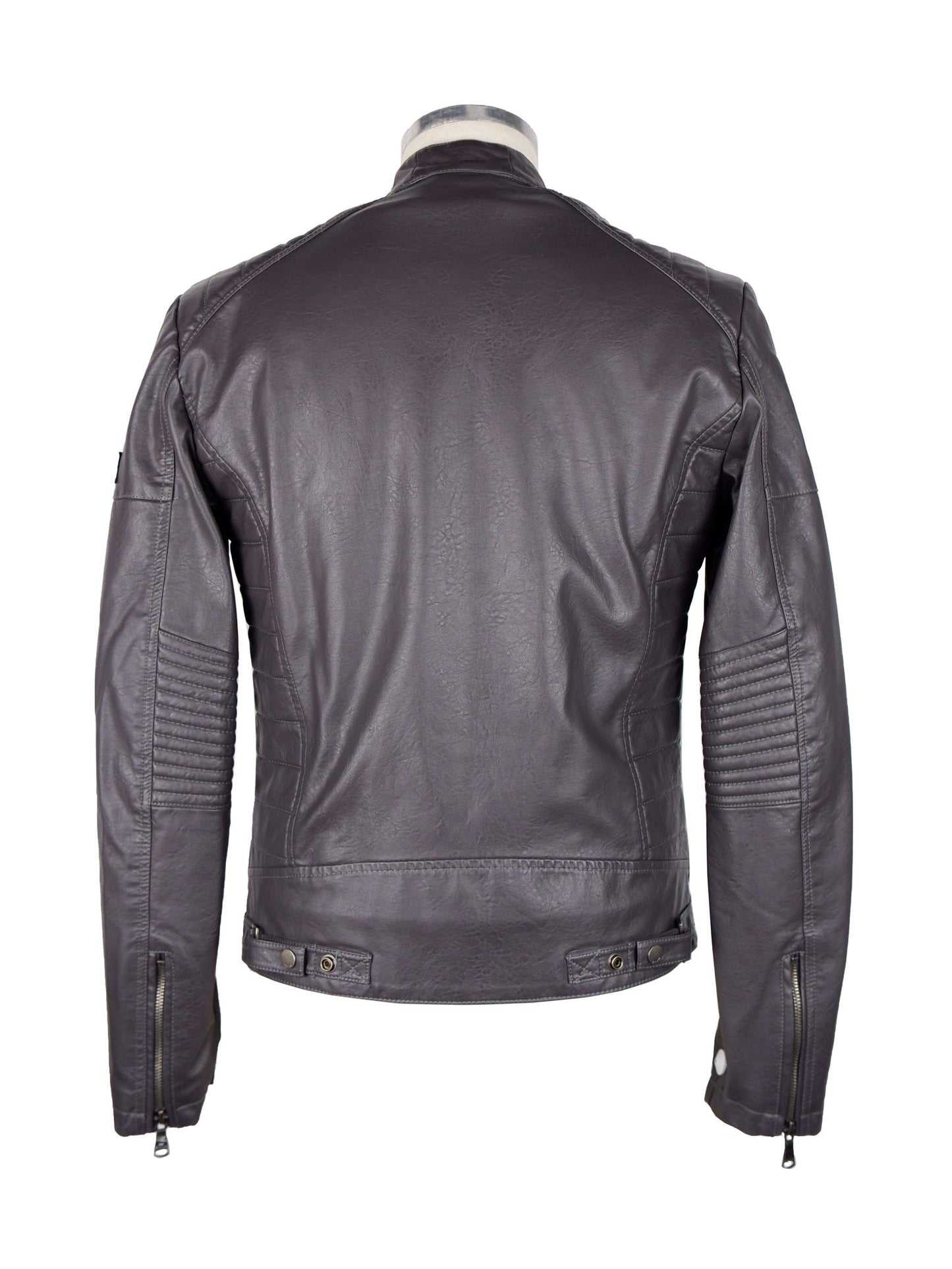 Sleek Dark Grey Eco-Leather Jacket