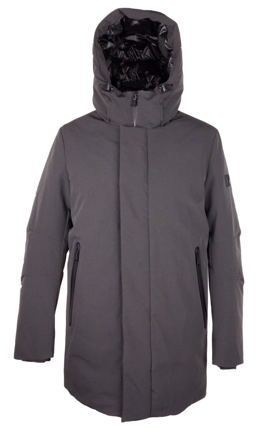 Chic Dark Gray Hooded Technical Jacket