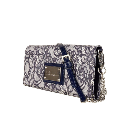 Elegant Blue Lace Effect Shoulder Bag