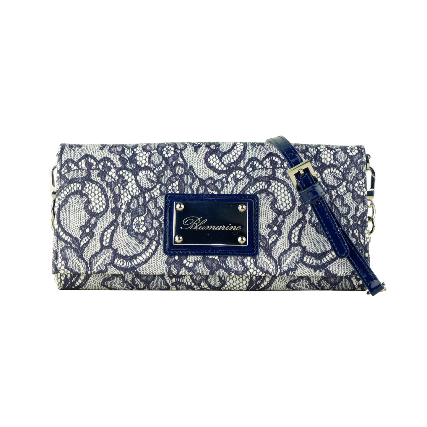 Elegant Blue Lace Effect Shoulder Bag