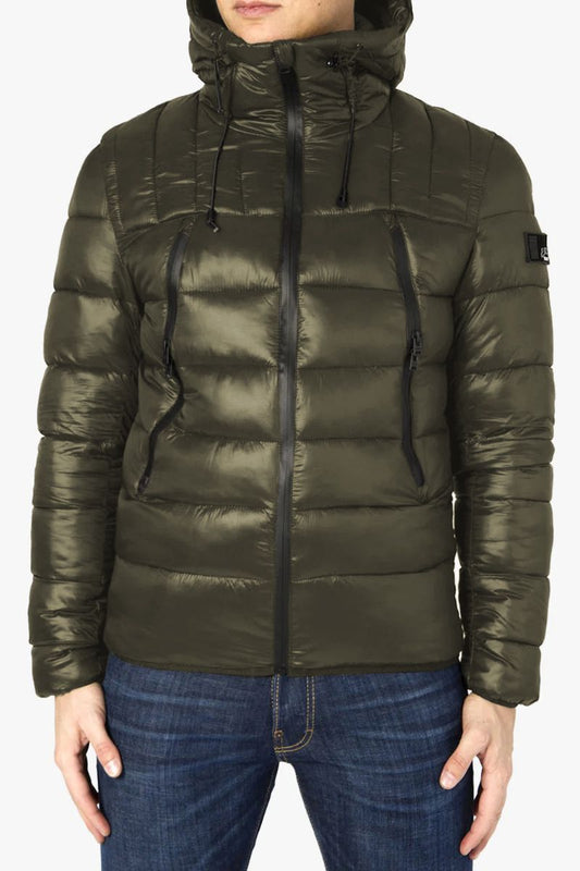 Chic Quilted Green Down Jacket with Hood