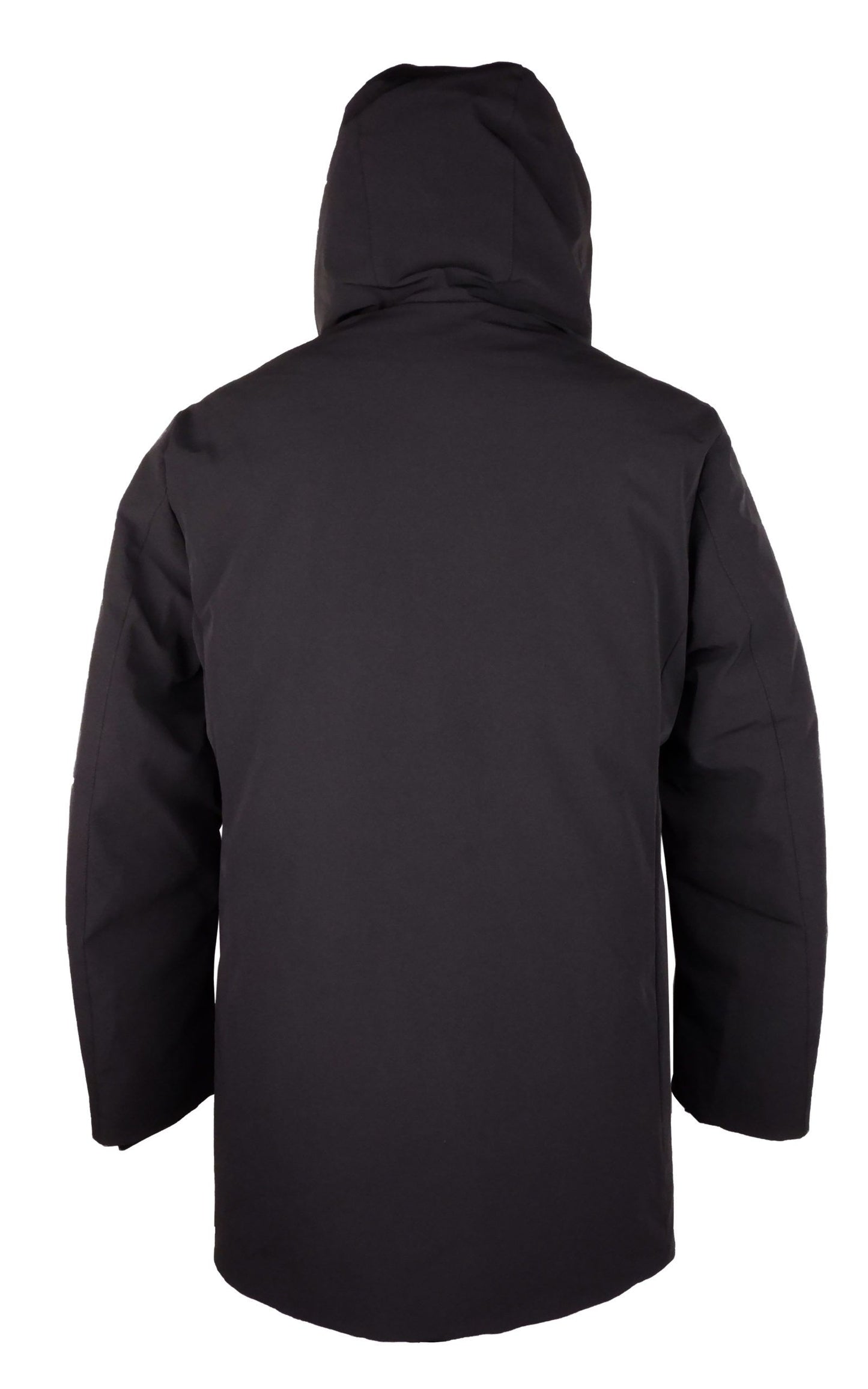 Sleek Black Four-Pocket Hooded Jacket